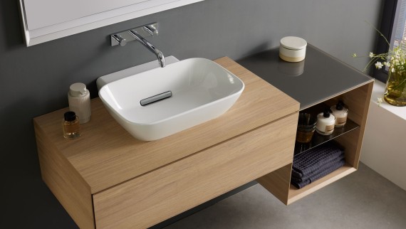 Geberit bathroom with wood panels Geberit bathroom with wood panels
