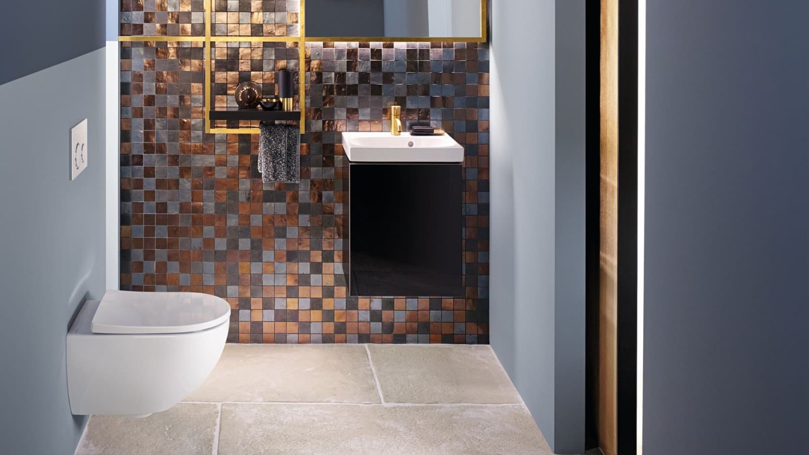 Modern bathroom in a tight space with Acanto WC and Acanto washbasin Modern bathroom in a tight space with Acanto WC and Acanto washbasin
