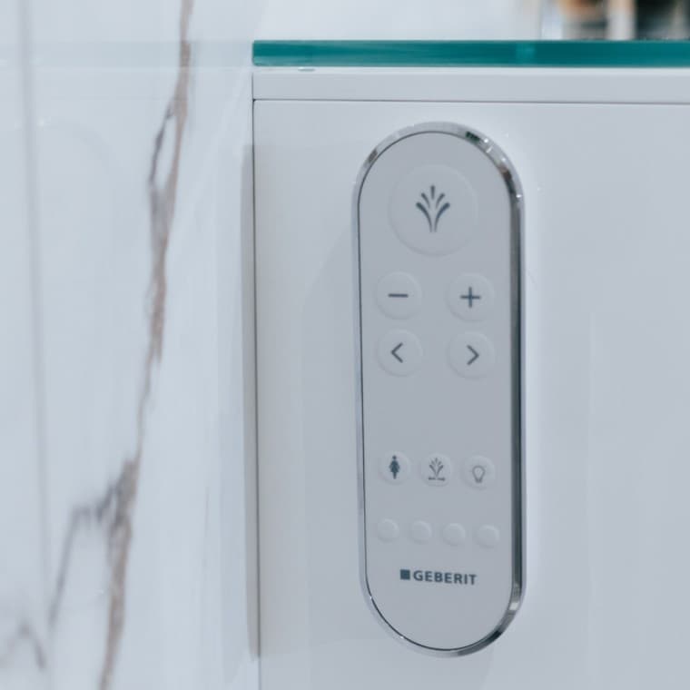 The remote control for the Geberit AquaClean shower toilet The remote control for the Geberit AquaClean shower toilet