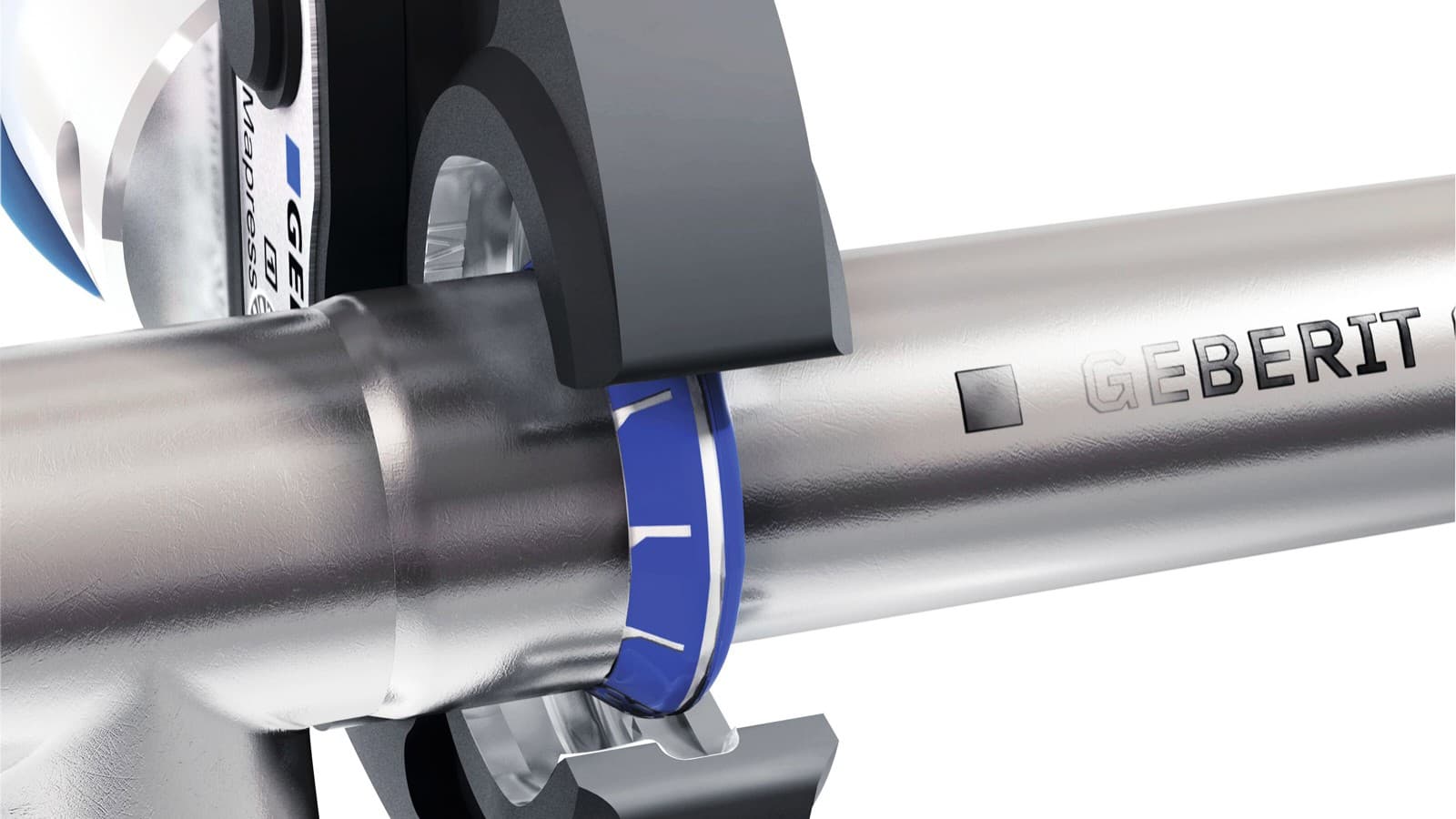 Precise jaw positioning thanks to fitting Geberit Mapress Stainless Steel Precise jaw positioning thanks to fitting Geberit Mapress Stainless Steel